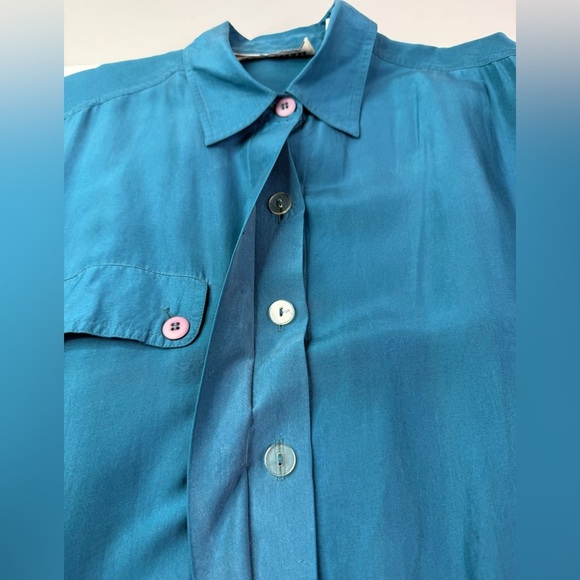 Vintage Diane Gilman 100% Silk Long Sleeved Midi Dress Size 12 - Picture 4 of 8